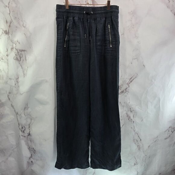 Athleta Pants - Athleta Pants Womens 10 Black Cabo Linen Wide Leg Casual Lounge High Rise
